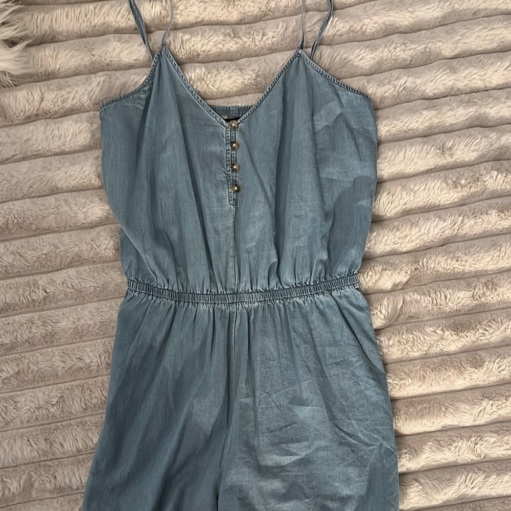 Express Light Blue denim Women's Romper shorts size small